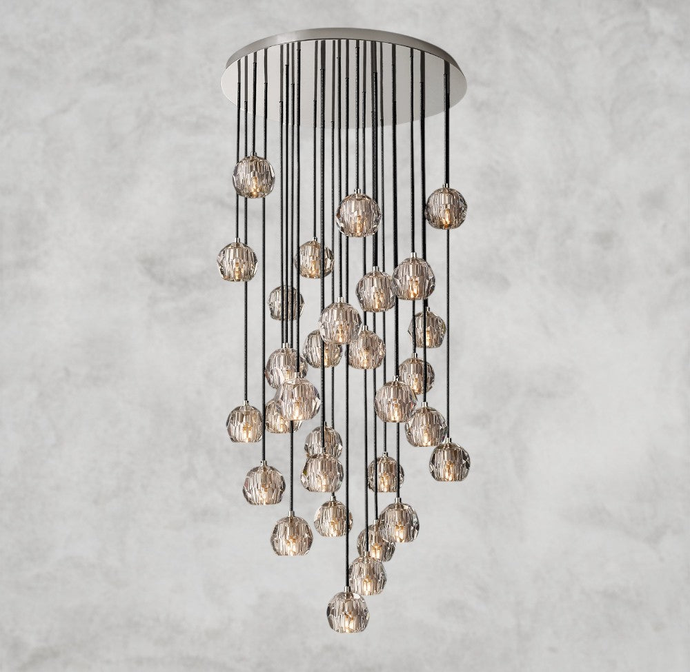 Boule De Cristal Clear/ Smoke Glass Round Cluster Chandelier 14", 19", 24", 30", 40"